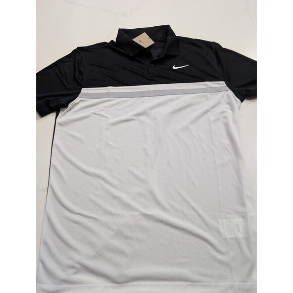Nike Dri-FIT Victory Mens Golf Polo Colorblock Black White DH0845-010 Medium NWT - Picture 3 of 9